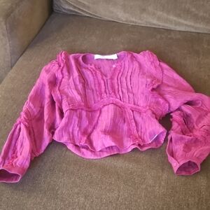 IRO Fuchsia Ruffled Blouse